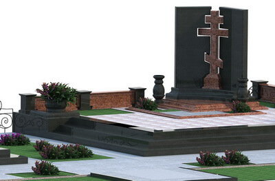 Макет угловой мемориальной композиции на двух покойных